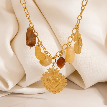 1 collar con colgante de acero inoxidable con forma de corazón irregular para mujer 2