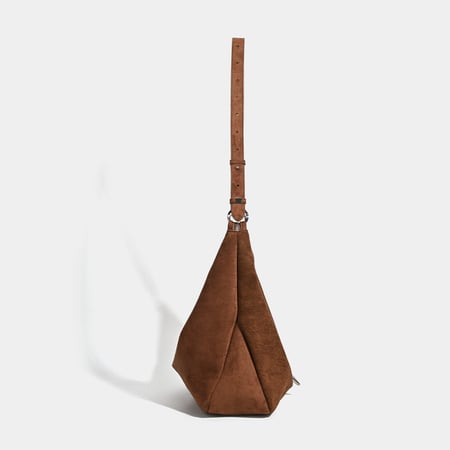 Bolso de hombro para mujer, serie simple, informal, de gamuza sintética de color sólido, 1 pieza
