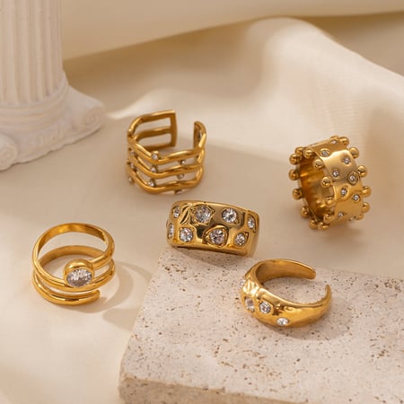 1 Stück Statement-Ring aus Edelstahl mit Stern in Goldfarbe