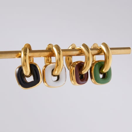 1 paire de boucles d&#39;oreilles créoles rectangulaires vintage en acier inoxydable couleur or pour femme 2