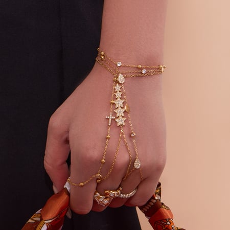1 stuk klassieke ster roestvrij staal goudkleurige zirkonia dames schakelarmbanden