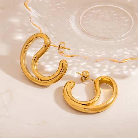 1 par de pendientes de aro románticos e informales de acero inoxidable color dorado para mujer