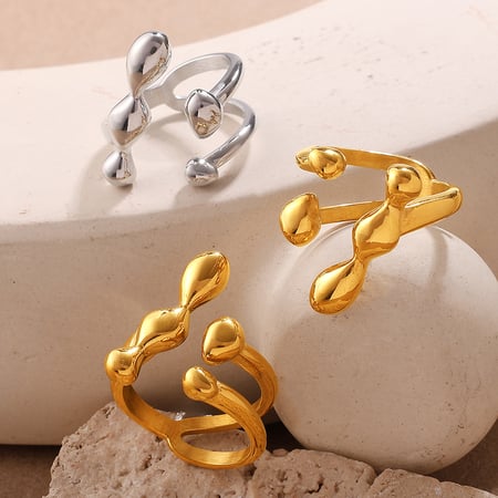 1 stuk onregelmatig gevormde roestvrijstalen statement ring in goudkleur