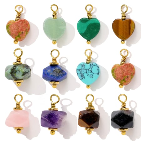 1 pieza clásica de forma irregular con forma de corazón y piedras naturales color dorado para mujer 2