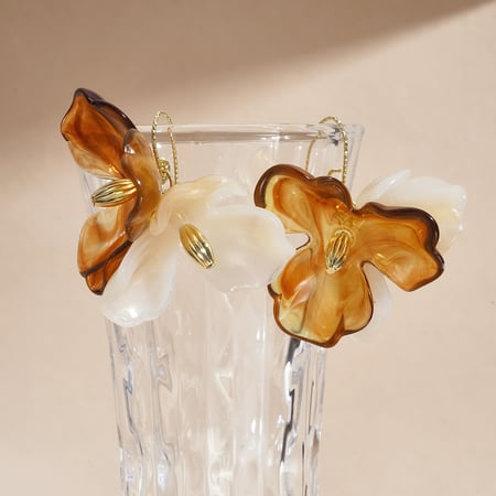 1 paire de boucles d&#39;oreilles pendantes rétro en acrylique à fleurs 2