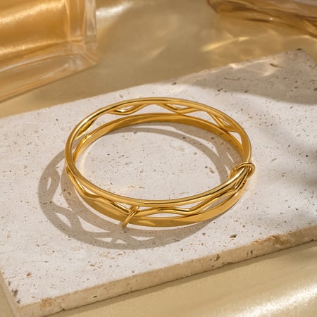 Cirkelvormige armbanden van roestvrij staal in goudkleur 2