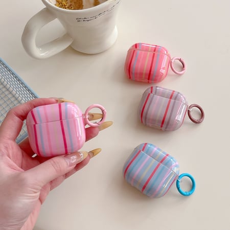 1 Piece Color Stripes  Women's Earphone Case 2