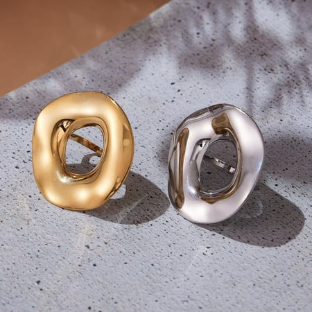 1 bague de déclaration en acier inoxydable de couleur or avec cercle irrégulier exagéré 2