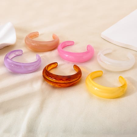 Bracelet manchette pour femme en résine dégradé de couleurs, série simple, 1 pièce 2