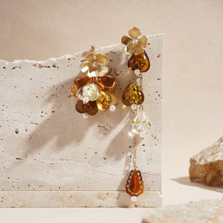 1 paire de boucles d&#39;oreilles pendantes rétro en forme de cœur et de fleur