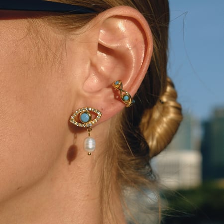 1 paire de boucles d&#39;oreilles pendantes en acier inoxydable et acrylique couleur or pour femme, œil du diable radieux 2