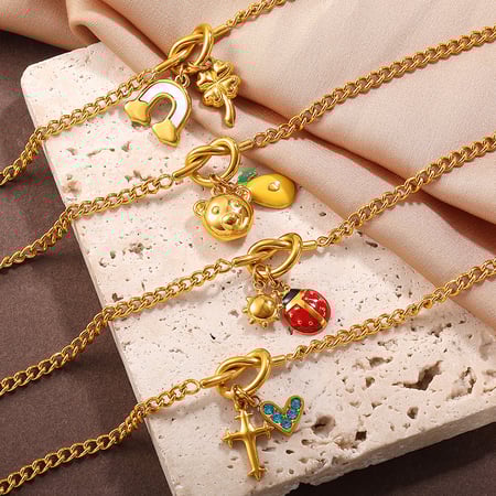 1 bracelet à breloques en acier inoxydable couleur or à faire soi-même 2