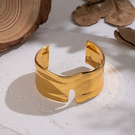 Pulsera de acero inoxidable color dorado de 1 pieza 2