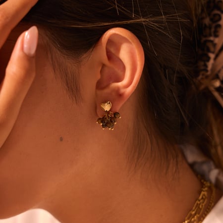 1 par de pendientes colgantes de acero inoxidable con cuentas retro para mujer 2