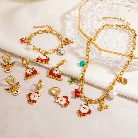 1-delige romantische serie etnische kerst roestvrij stalen dames sieraden sets 2