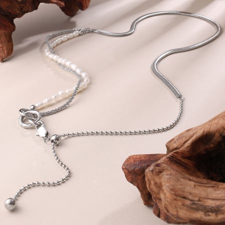Collar de perlas de acero inoxidable de 1 pieza 2