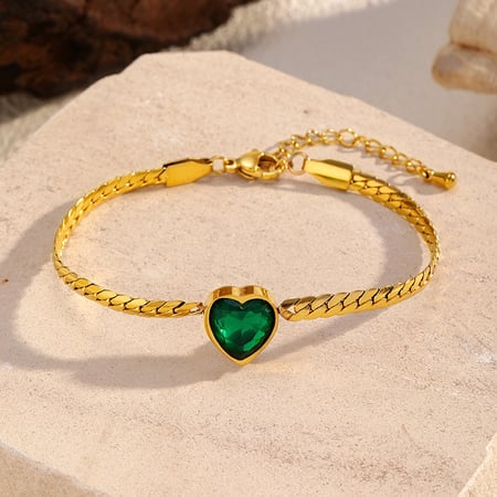 Bracelet à breloques en acier inoxydable couleur or avec cœur, 1 pièce 2