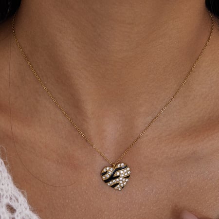 Collier élégant avec pendentif en forme de cœur en acier inoxydable doré pour femme, 1 pièce