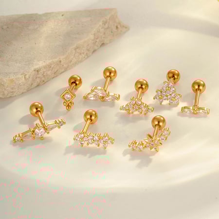 Boucles d&#39;oreilles percées délicates en forme de fleur, couleur cuivre et or, zircone, pour femme, 1 pièce 2