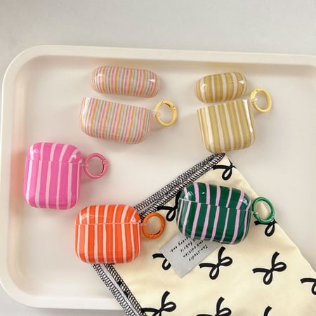 1 Stück personalisierte kreative Farbblock-Streifen-Kopfhörerhülle für Damen 2