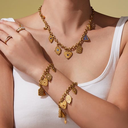 Parures de bijoux pour femmes en acier inoxydable et zircon couleur or à figures géométriques 2