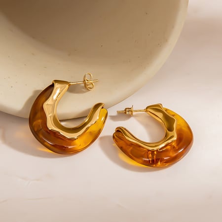 1 par de pendientes sencillos de acero inoxidable con forma circular para mujer, color dorado