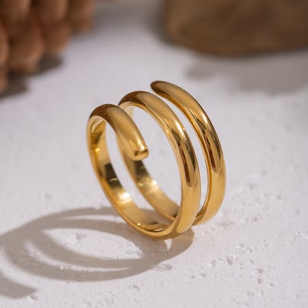 1 stuk onregelmatige vorm roestvrij staal goudkleurige minimalistische ring 2