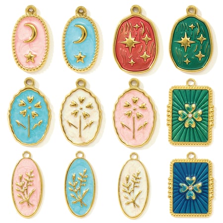 1 pezzo di ciondolo da donna in acciaio inossidabile color oro con pianta naturale 2