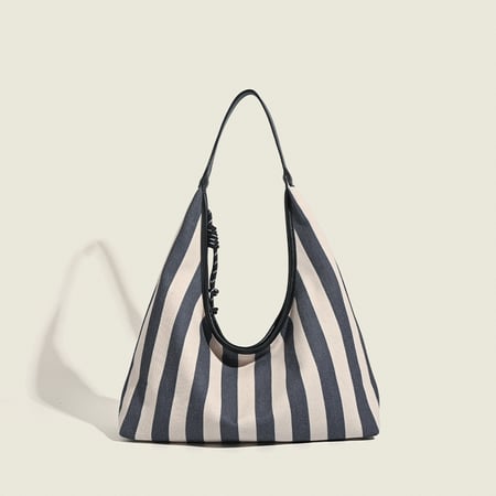 Bolso de hombro de lona con tiras informales de serie simple para mujer, 1 pieza 2