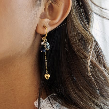 Orecchini pendenti da donna in acciaio inossidabile con pietra naturale a forma di stella, 1 pezzo