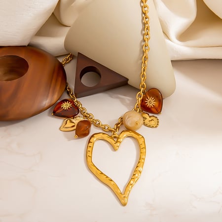 1 collar con colgante de acero inoxidable con forma de corazón irregular para mujer 2