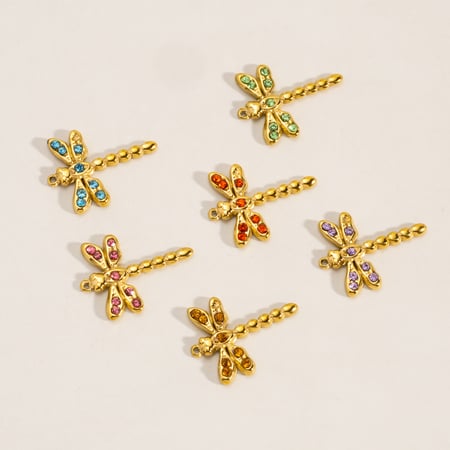 1 Piece Light Luxury Small Dragonfly  Stainless Steel   Gold Color  Women's Pendants 2