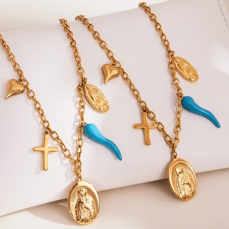 Luxe serie Retro Madonna roestvrij staal goudkleurige dames sieraden sets