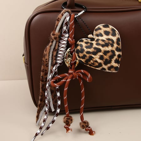 1 Piece  Casual Bow Knot Leopard Print Heart PU Women's Bag Charms 2