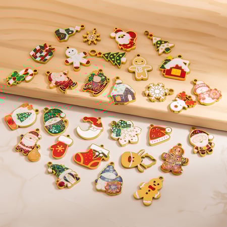 1 Piece Cute Christmas Stainless Steel Gold Color Pendant 2