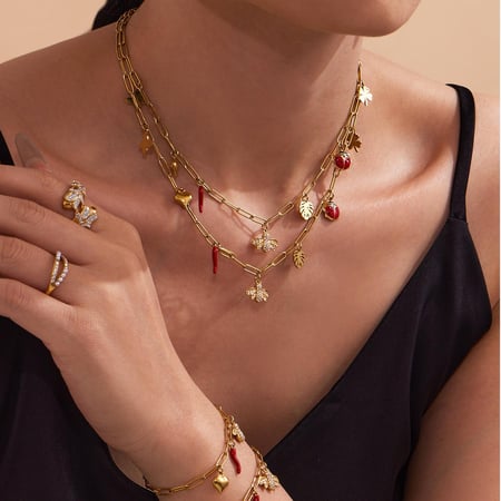 Conjuntos de joyas para mujer con diseño de flores y abejas en acero inoxidable, color dorado y circonitas 2