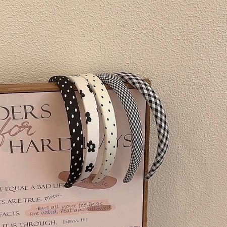 1 pieza de diademas sencillas con lunares a cuadros para mujer 2