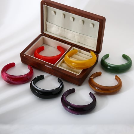 Bracelet manchette rétro dégradé de couleur en résine pour femme, série simple, 1 pièce 2