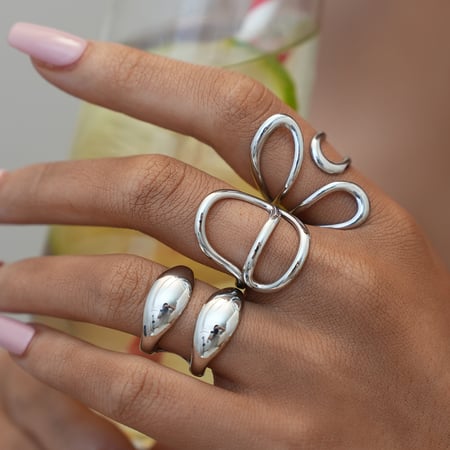 1 Piece Simple Simple Irregular Shape Stainless Steel  Gold Color Women's Statement Rings 2