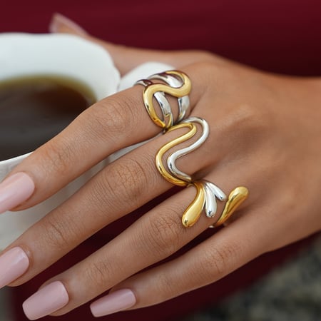 1 stuk eenvoudige onregelmatige vorm roestvrij staal goudkleurige dames statement ringen
