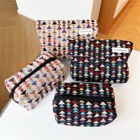 1 Parça Basit Seri Retro Ekose Karışık Renkli Polyester Kadın Makyaj Çantası 2