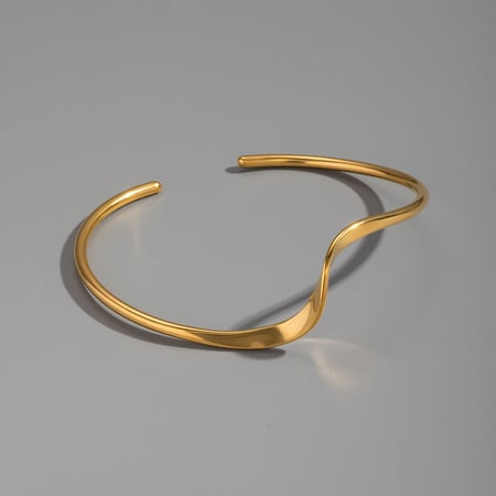 Bracelet manchette en acier inoxydable doré de forme irrégulière, 1 pièce 2