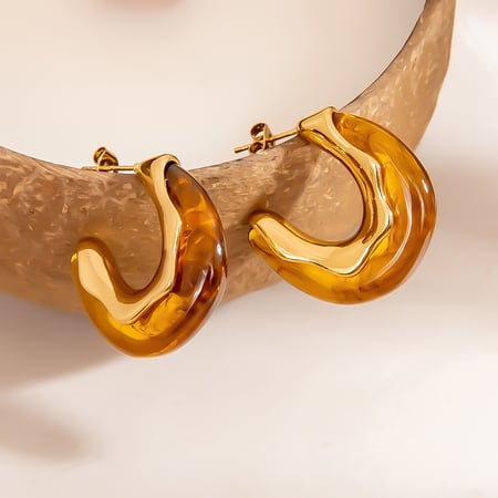1 par de pendientes sencillos de acero inoxidable con forma circular para mujer, color dorado 2