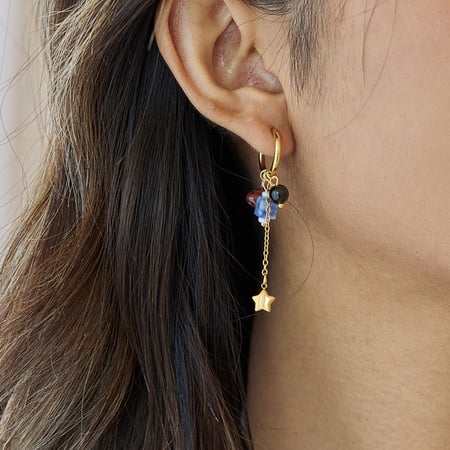 Orecchini pendenti da donna in acciaio inossidabile con pietra naturale a forma di stella, 1 pezzo 2