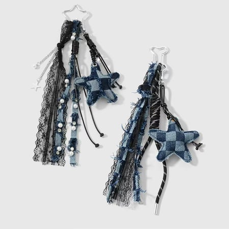 1 pièce de breloque de sac en dentelle étoile en denim