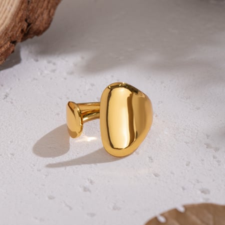 1 Stück unregelmäßig geformter minimalistischer Ring aus Edelstahl in Goldfarbe 2
