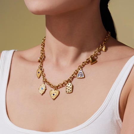 Parures de bijoux pour femmes en acier inoxydable et zircon couleur or à figures géométriques