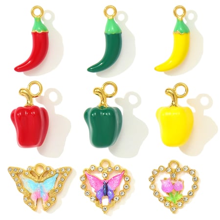 1 pezzo di ciondolo da donna in acciaio inossidabile color oro con peperoncino vivido 2