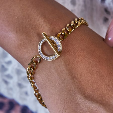 1 stuk luxe OT Zircon ketting roestvrij staal goudkleurige dames ketting armbanden 2