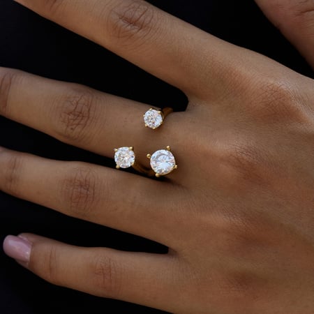 1 stuk luxe onregelmatig gevormde roestvrijstalen ringen met gouden zirkonia voor dames 2